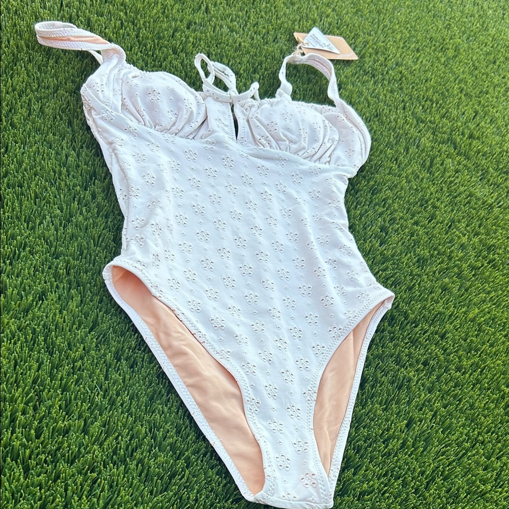 White Eyelet One-Piece Swim - Women's Bikini